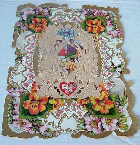 Large 8x10 Vintage 1920s Valentine w/Lace & Scraps  