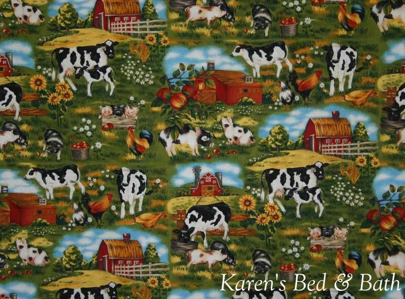 Country Dairy Farm Cow Pig Hog Rooster Chicken Valance  