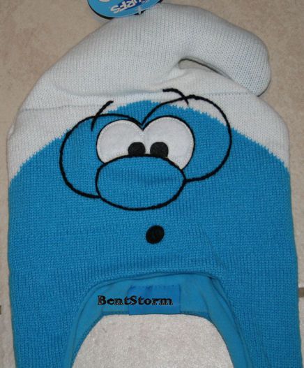 SMURFS BRAINY SMURF Plush Beanie Hat ADULT Laplander  