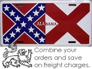 Confederate States License Plate Alabama Flag NEW  