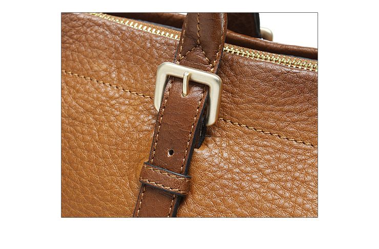 JM Leather women shoulder handbag bag tote brown  