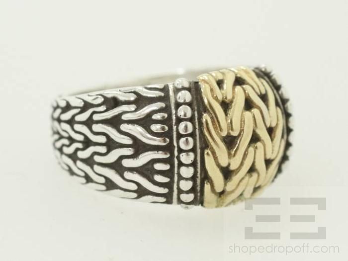 John Hardy 18K Gold & Sterling Silver Cable Ring Size 9  