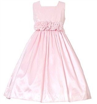 Pink Flower Girl Dress   Rosette Waist (CHOOSE SIZE)  
