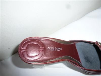 Casual Corner Plum Faux Croc Kitten Heel Mules 8M Italy  