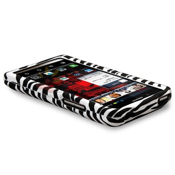 For Motorola Droid Bionic Pink+Black White Rubber Hard Zebra Cover 