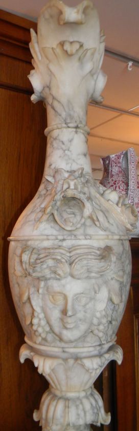 ANTIQUE 19TH CENTURY HUGE MARBLE SCULPTURE EWER PEDESTAL