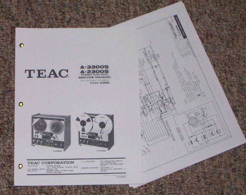 TEAC A 2300S Reel to Reel tape Deck Service Manual  
