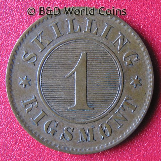 DENMARK 1867 (c) RIGSMONT SKILLING 21mm Bronze  