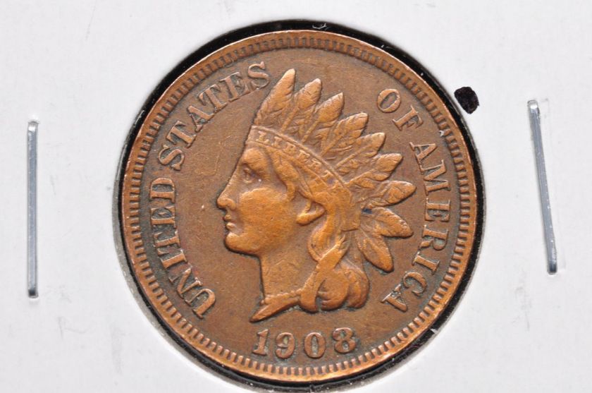 1908 S BRONZE INDIAN HEAD ONE CENT 1c VF/XF  