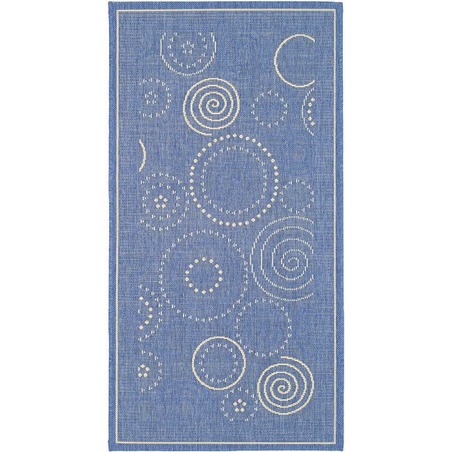 Ocean Indoor/ Outdoor Blue/ Natural Area Rug 2 x 4  