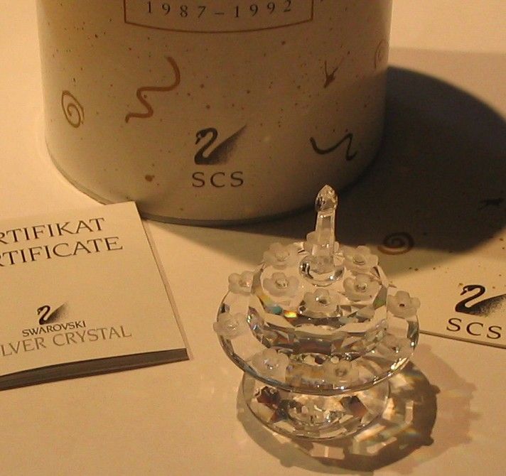 SWAROVSKI CRYSTAL 5th ANNIVERSARY BIRTHDAY CAKE MIB COA  