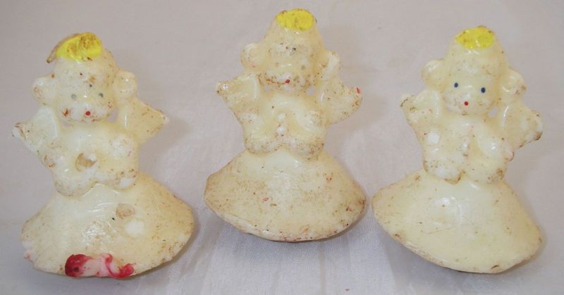 Vtg Gurley Novelty? Christmas Xmas Angel Candles 3pcs  