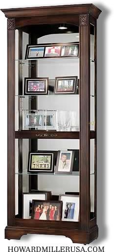 Howard Miller cherry curio Display Cabinet 4 glass shelves  680420 