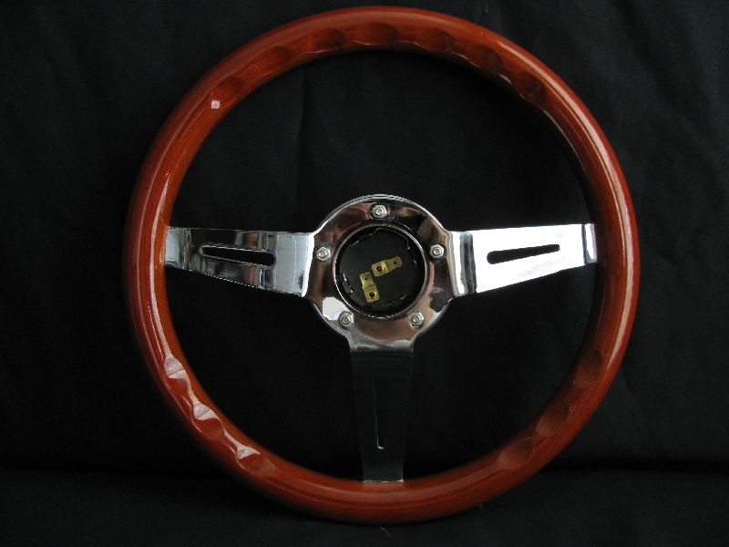 NEW 14 DEEP DISH MAHOGANY WOOD GRAIN STEERING WHEEL  