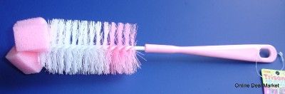 Pink Baby Bottle Brush Sponge Soft Bristles Cleaning  