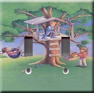 TREE HOUSE DOUBLE LIGHT SWITCH PLATE COVER  