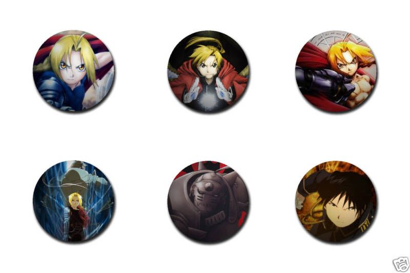 Fullmetal Alchemist Set of 6 Button Badges Pins  