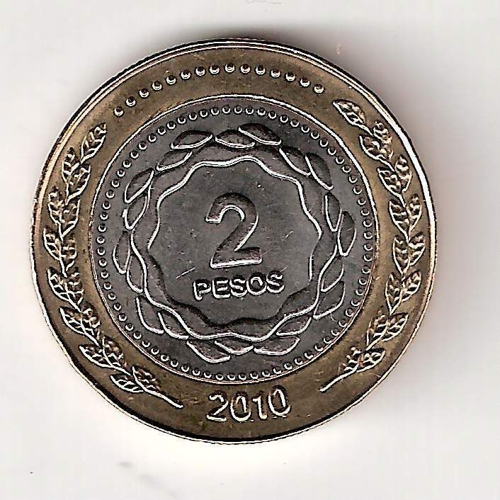   pesos 2010 BIMETALLIC coin 200º MAY REVOLUTION   BICENTENNIAL  