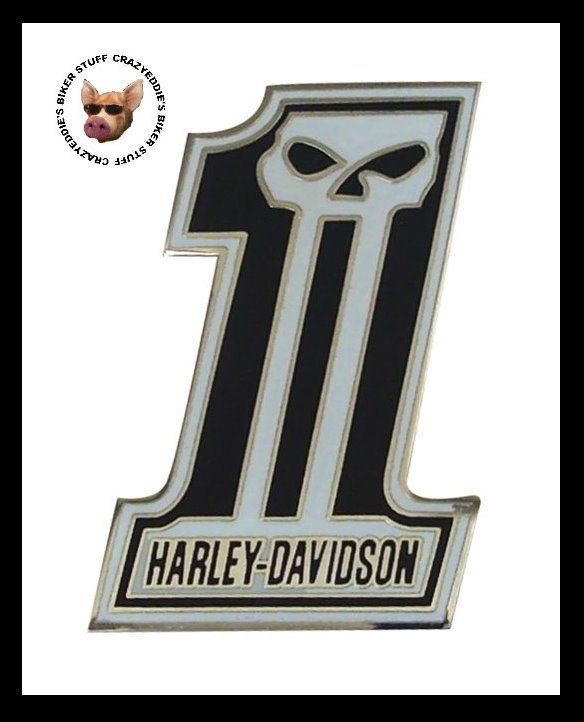 HARLEY DAVIDSON NUMBER 1 SKULL VEST PIN ** BRAND NEW ** DARK CUSTOM 