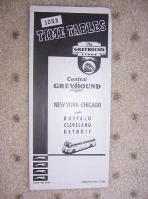 1938 Greyhound Bus 1033 Time Table New York Chicago U  