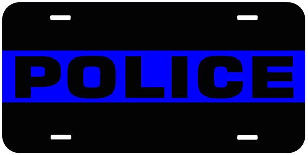 Police Blue Line Aluminum Car Auto Tag Novelty License Plate  