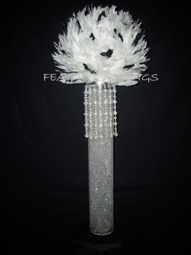 White & Black Feather Ball Centerpiece  