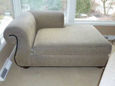 Chaise Lounge / Couch in Taupe/Black Chenille  