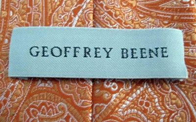 NEW GEOFFREY BEENE NECKTIE DARK LIGHT ORANGE WHITE PAISLEY PATTERN TIE 