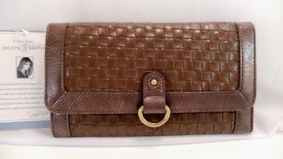 Jaclyn Smith Brown Braided All in One Clutch Wallet NWT  