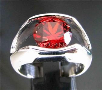 HIGH CLASS SOLITAIRE SILVER RING  RED ORANGE DIAMOND   