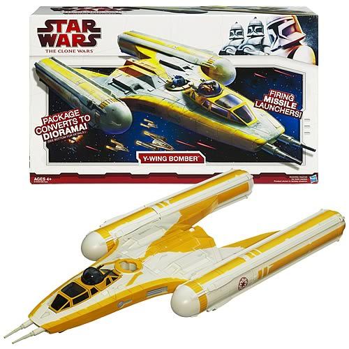 STAR WARS CLONE WARS Y WING BOMBER FIGURE SHIP NEW MIB  