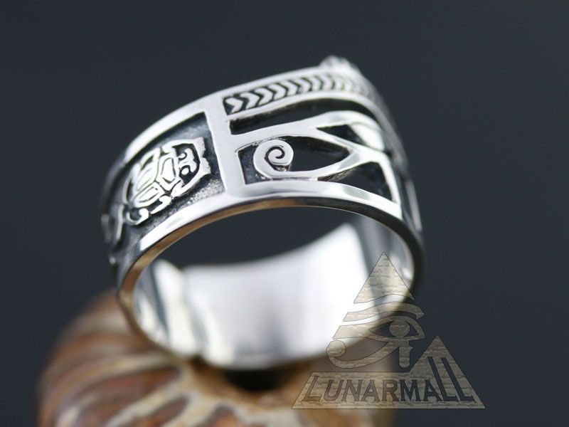 Egyptian Silver Eye of Horus UDJAT Ring size 9  