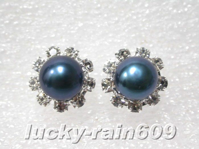 navy blue freshwater pearls stud earrings 925ss post  