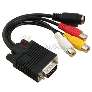 VGA to SVideo 3 RCA AV OUT Converter Adapter Cable Cord  