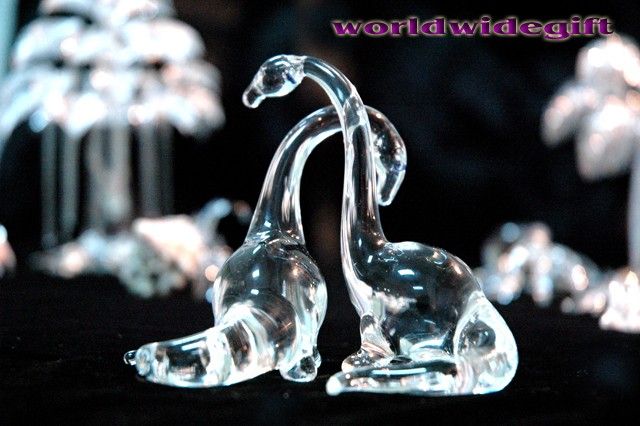 Blown Glass Crystal Dinosaur Brachiosaurus Figurine  