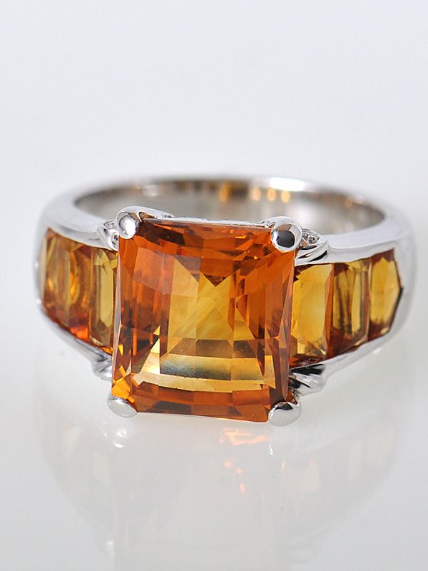 Gadi 18K White Gold Diamond Citrine Square Ring  