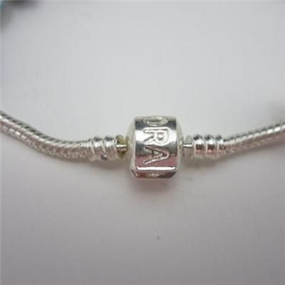   STERLING SILVER with TITANIUM SNAKE CHAIN 15 BEADS BRACELET  