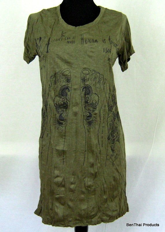 Henna Mehndi Tatto Shirt Tunic Tank TOP Mini Dress S~L  