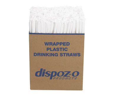 400 DRINKING STRAWS 7 3/4 dispoz o Wrapped Plastic  