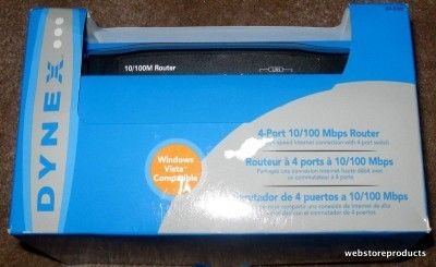 DYNEX Wired 4 Port 10/100 Mbps Router DX E402 Open Box  