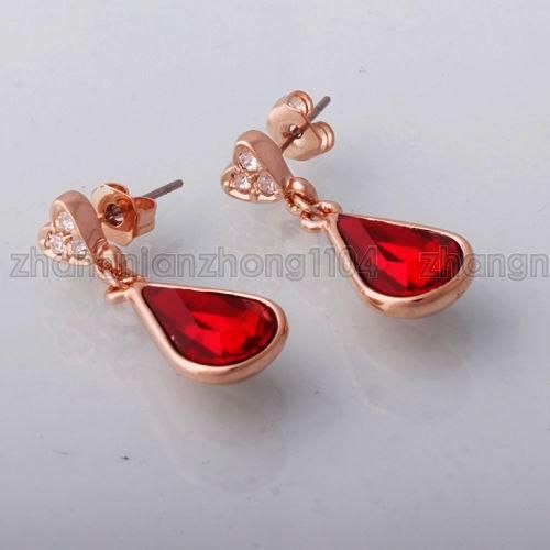 18K Gold Plated Imitation Ruby Fashion Earring 80590  