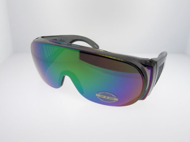   Lens Mirrored Shield Sunglasses Fits Over Prescription Glasses  