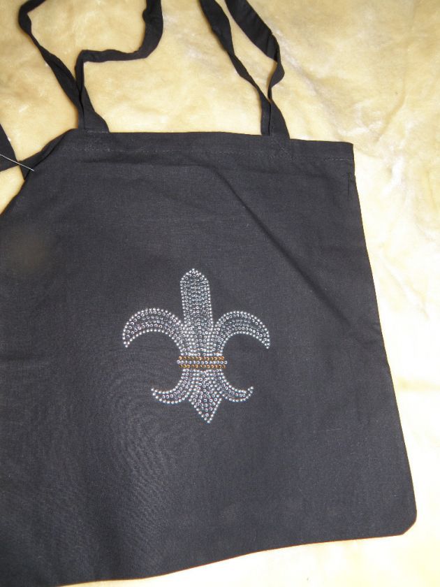 SAINTS Fan Fleur De Lis Rhinestone Shopping Tote Bag  