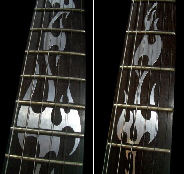 Fire Flames (Metallic Type) Fret Markers Decals Guitar  