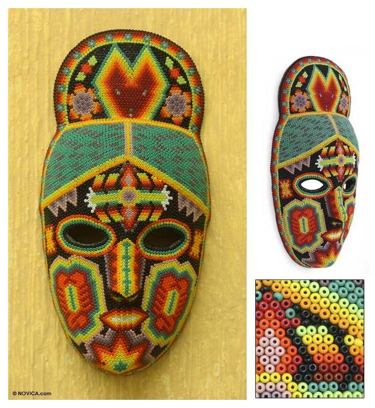 Cornfield Protectors~~HUICHOL Beadwork MASK Folk Art fr  