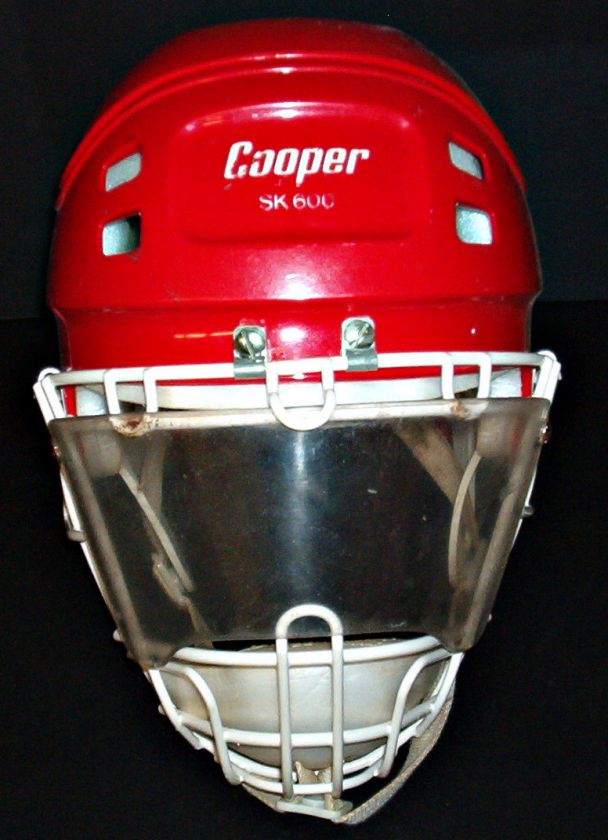 VINTAGE MENS COOPER SK600 RED HELMET & HM60 CAGE/SHIELD  