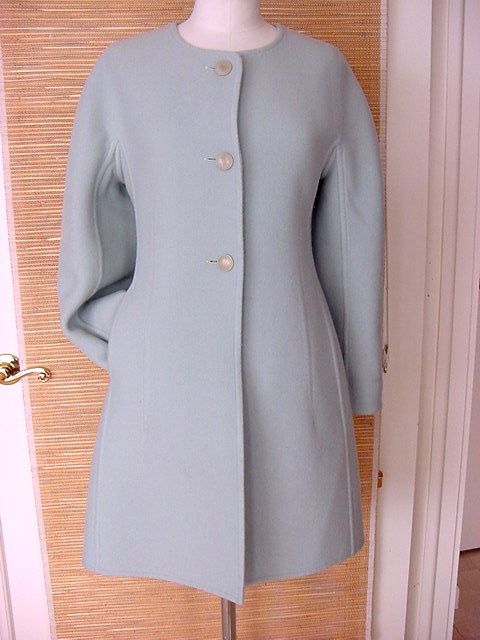 HERMES Vintage DOUBLEFACE COAT baby blue MINT 4  