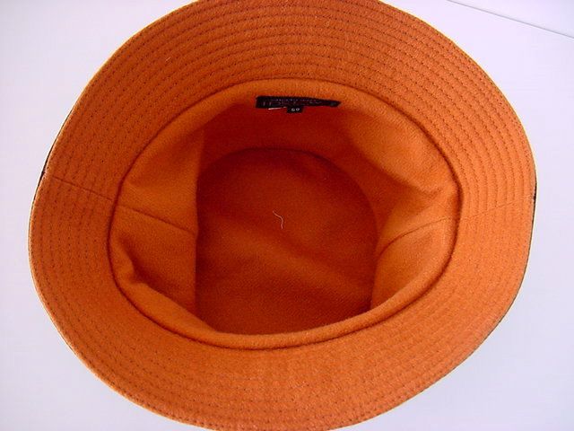 HERMES Black Rain hat w/ burnt orange interior DIVINE  