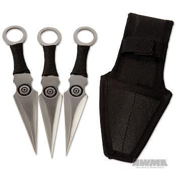   pc. Black Throwing Knife Set with Case   Martial Arts Weapons Knives
