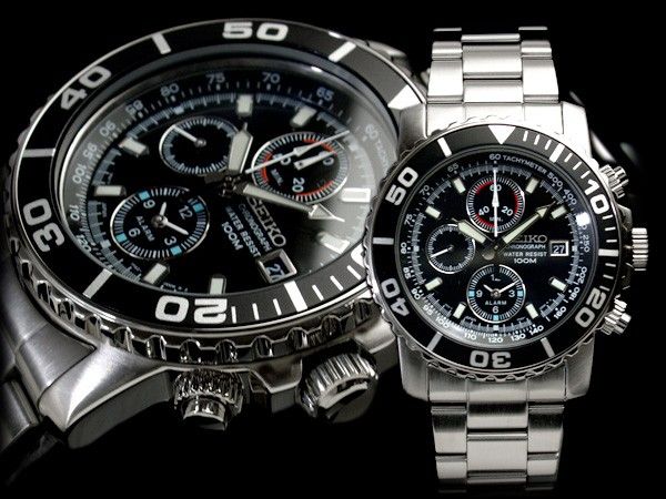 Seiko Chronograph Daytona Alarm Watch SNA225 SNA225P1  